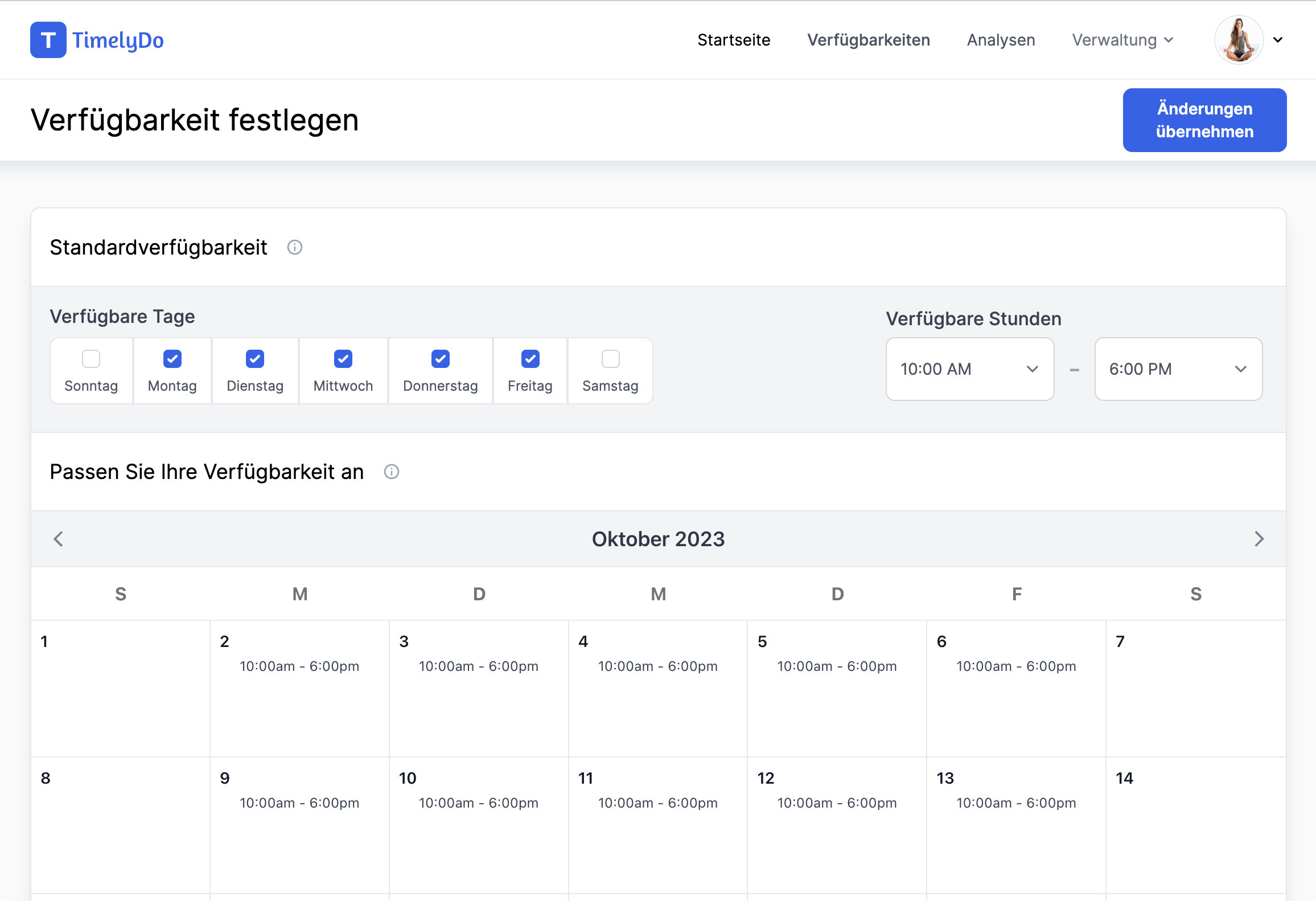 Individuelle Verfügbarkeit