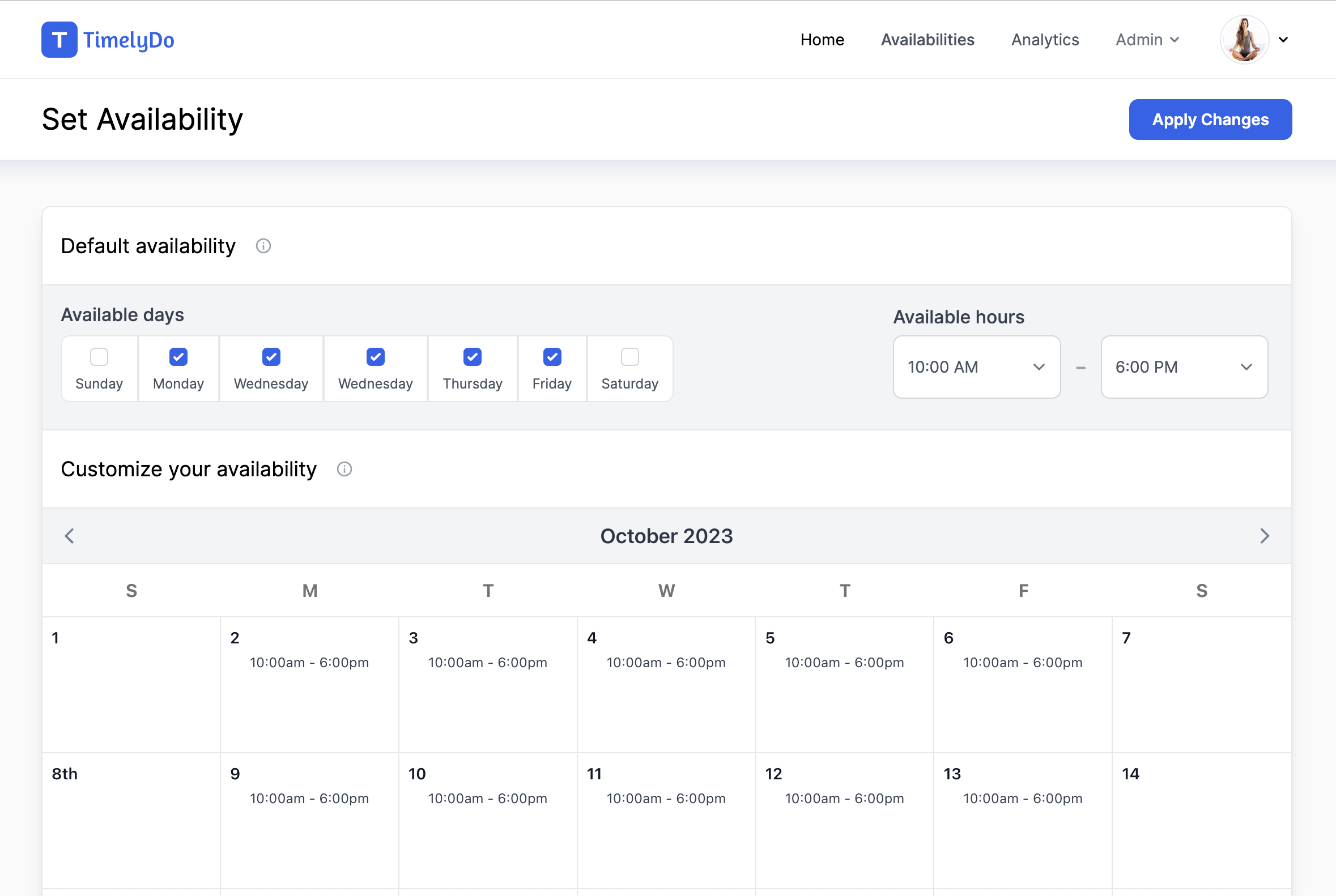 Custom Availability