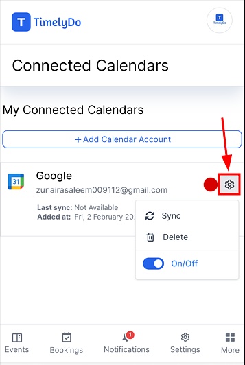 delete connect calendars on timelydo