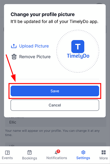 upload profile picture on timelydo