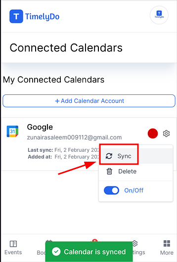 connect calendar on timelydo