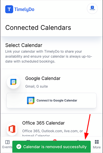 delete connect calendar