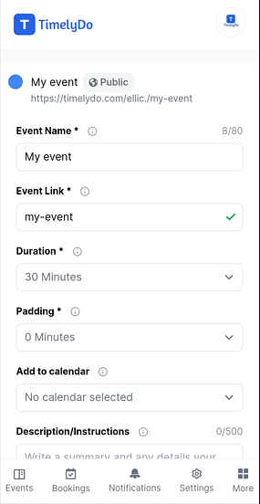 create event on timelydo