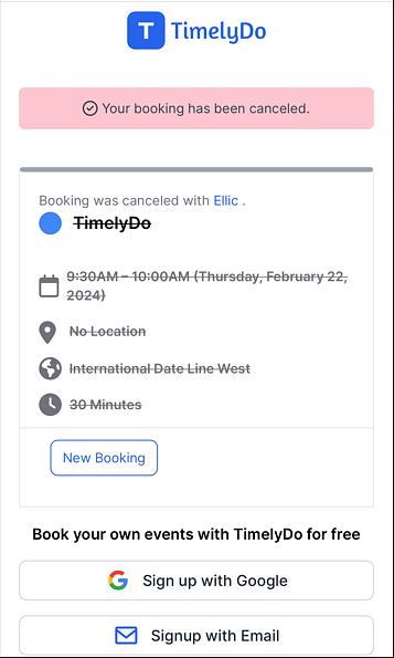cancel by attendee on timelydo