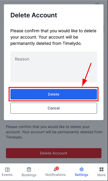 delete account on timelydo