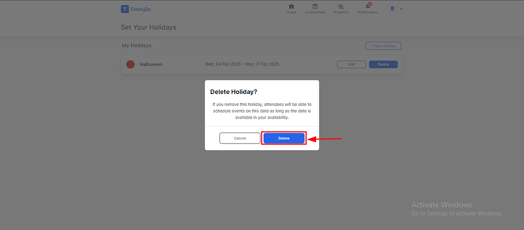 delete holidays