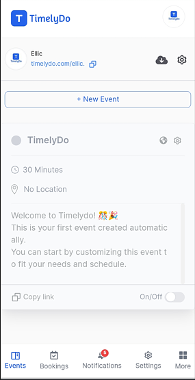 turn on event on timelydo