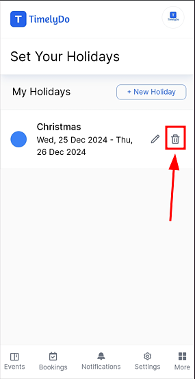 delete holidays